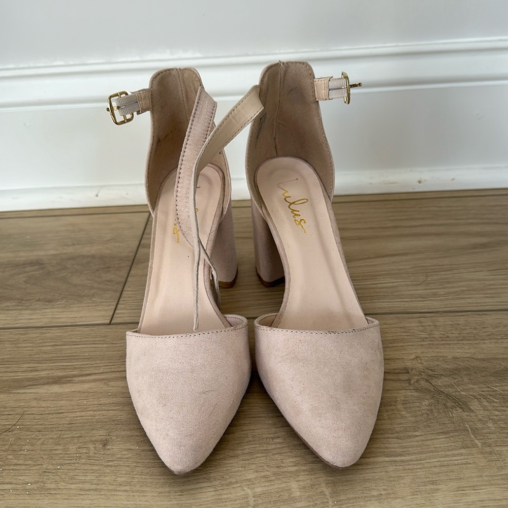 Lulus Blush Ankle Strap Block Heels Size 6
